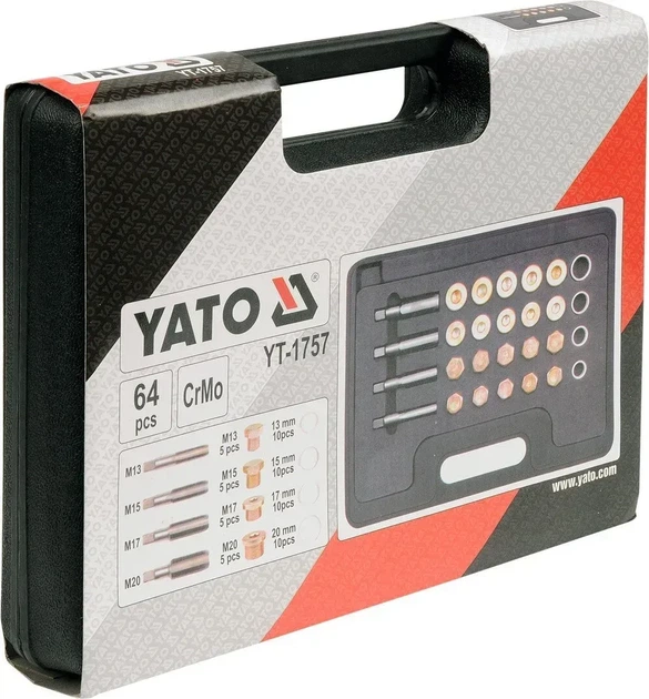 Набір для ремонту маслозливних пробок YATO 64 предмети YT-1757 - зображення 2