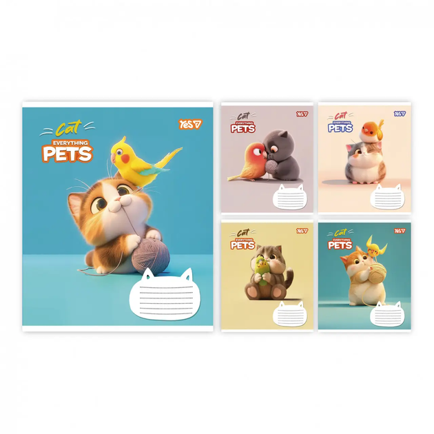 Зошит 12 аркушів клітинка YES Cat and pets №768700 - Фото 1 Зошит 12 аркушів клітинка YES Cat and pets №768700 - изображение 1