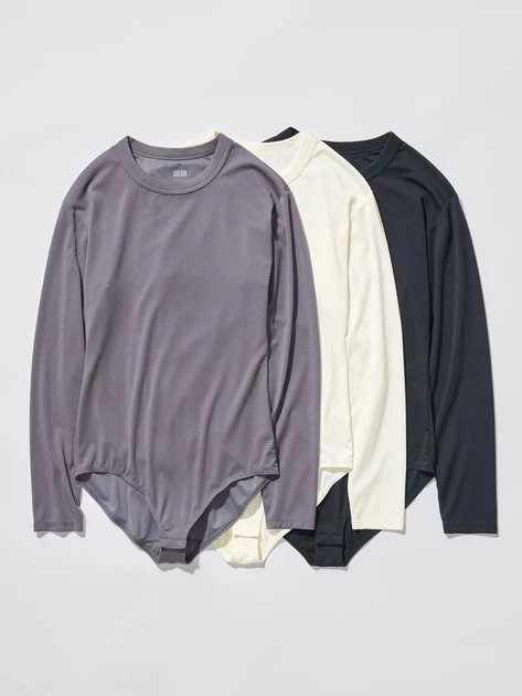 Женское боди AIRism UNIQLO с длинным рукавом 1160042939 (Молочный L) - Фото 3 Женское боди AIRism UNIQLO с длинным рукавом 1160042939 (Молочный L) - изображение 3
