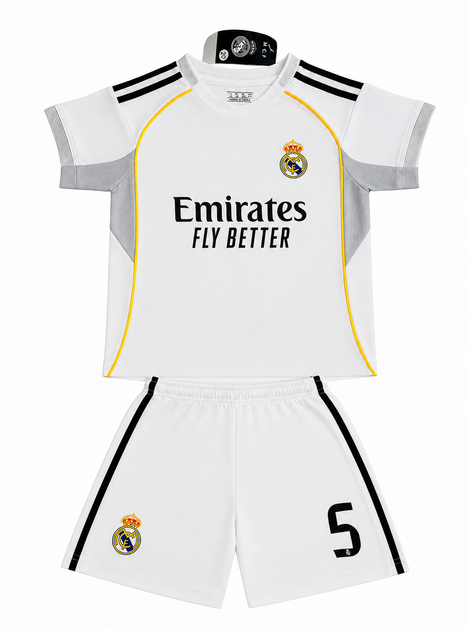 Детская футбольная форма Беллингем Bellingham (Номер 5) ФК "Real Madrid" Основная. Новый сезон 25/26. Размер 30 (на рост 155-165см) Вышитые эмблемы. - Фото 1 Детская футбольная форма Беллингем Bellingham (Номер 5) ФК "Real Madrid" Основная. Новый сезон 25/26. Размер 30 (на рост 155-165см) Вышитые эмблемы. - изображение 1