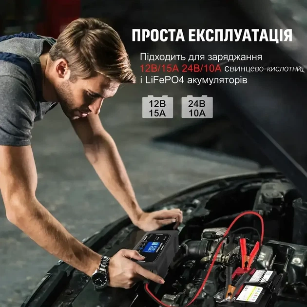 Универсальное зарядное устройство HTRC P15 12V/24V для АКБ LiFePO4 AGM GEL (1512) - изображение 3