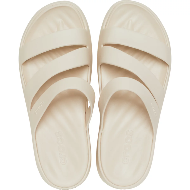 Жіночі шльопанці Crocs Getaway Strappy Slide Stucco (36-37, бежевий) - Фото 3 Жіночі шльопанці Crocs Getaway Strappy Slide Stucco (36-37, бежевий) - изображение 3