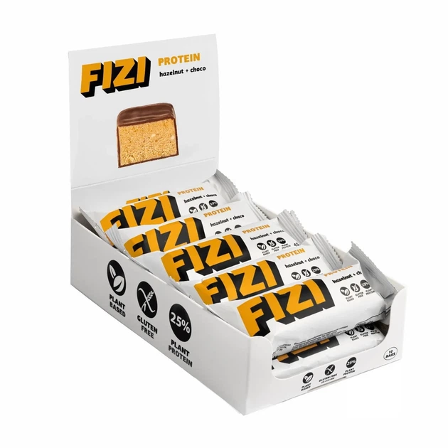 Протеїнові батончики FIZI Protein Bar, фундук з какао, 10 шт по 45 г - Фото 3 Протеїнові батончики FIZI Protein Bar, фундук з какао, 10 шт по 45 г - зображення 3
