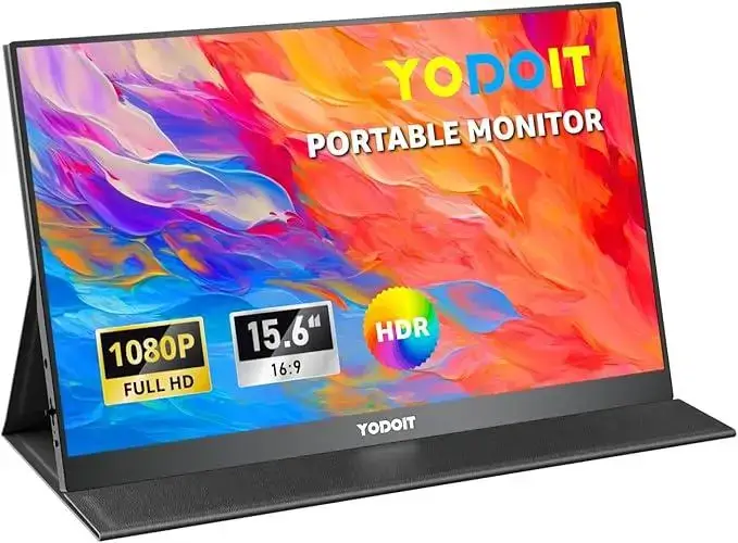 Портативный монитор Yodoit 15.6" IPS Full HD Сенсорный мобильный второй экран Type-C Mini HDMI Smart Cover Черный - изображение 2