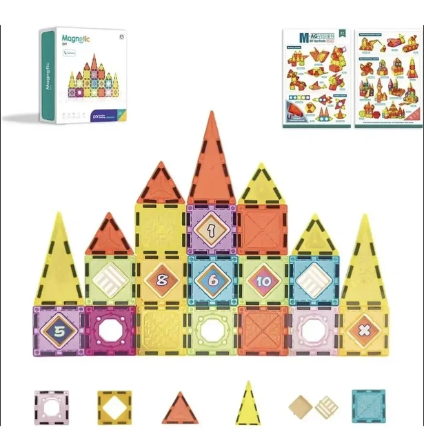 Магнитный конструктор Magnetic DIY 38 PCS для детей, набор магнитных фигур для развития логики - изображение 4
