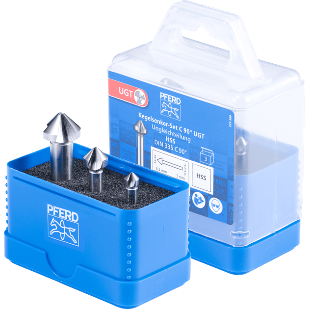 Набор зенковок HSS UGT PFERD TOOLS DIN 335 C, 90°, 3 шт - изображение 2