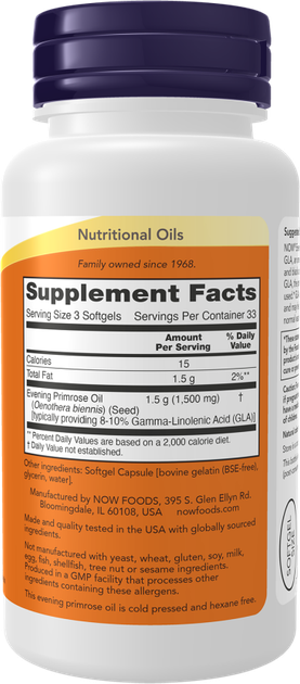 Suplement diety Now Foods Evening Primrose Oil 500 mg Women's Health 250 kapsułek (733739017529) - obraz 2