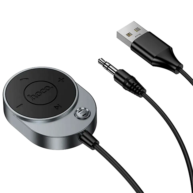 FM трансмиттер Bluetooth 5.4 для автомобиля с USB разъемом серый Hoco TRM-514 - изображение 3