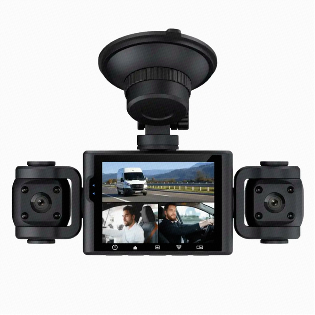 Автомобильный видеорегистратор на 3 камеры Full HD Wi-Fi с экраном 3 дюйма модель TS-5561 цвет черный - Фото 4 Автомобильный видеорегистратор на 3 камеры Full HD Wi-Fi с экраном 3 дюйма модель TS-5561 цвет черный - изображение 4