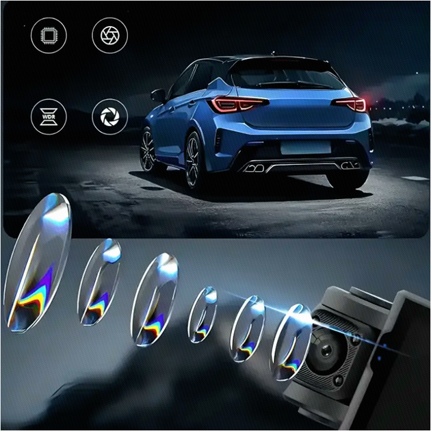 Автомобильный видеорегистратор на 3 камеры Full HD Wi-Fi с экраном 3 дюйма модель TS-5561 цвет черный - Фото 6 Автомобильный видеорегистратор на 3 камеры Full HD Wi-Fi с экраном 3 дюйма модель TS-5561 цвет черный - изображение 6