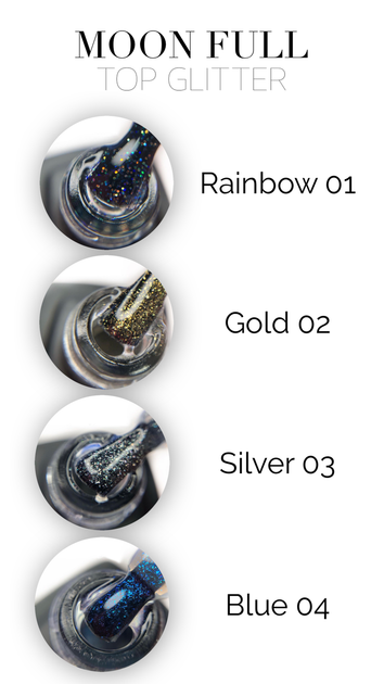 Топ для гель лака Moon Full Top Glitter Silver №03 (Без липкого слоя), 8 мл - изображение 5