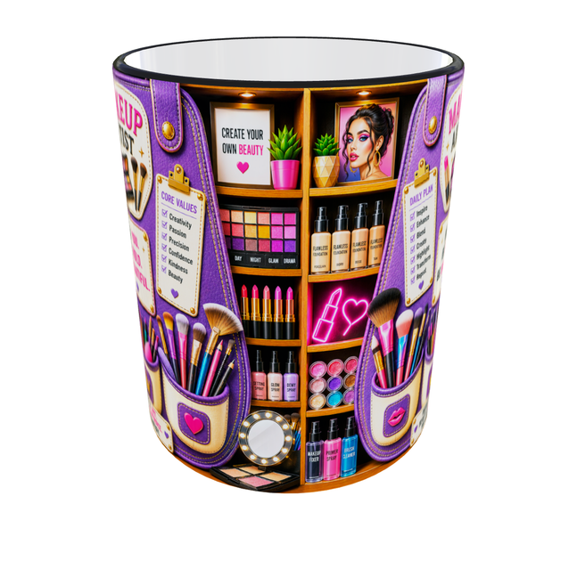 Кружка (чашка) с принтом Makeup Artist Organizer – Professional Organizer Collection | Подарок визажисту, мастеру макияжа | Керамическая 330 мл(черная ручка) - изображение 2