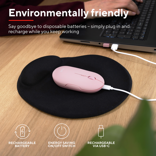 Миша Trust Puck Bluetooth/Wireless Pink (TR24125) - зображення 10