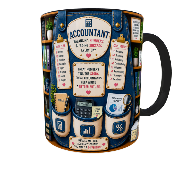 Кружка (чашка) з принтом Accountant Organizer – Professional Organizer Collection | Подарунок бухгалтеру, фінансисту | Керамічна 330 мл(чорна ручка) - зображення 4