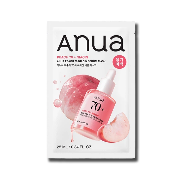 Тканинна маска-сироватка з екстрактом персика і ніацинамідом ANUA Peach Niacin Serum Mask 25ml - Фото 2 Тканинна маска-сироватка з екстрактом персика і ніацинамідом ANUA Peach Niacin Serum Mask 25ml - изображение 2