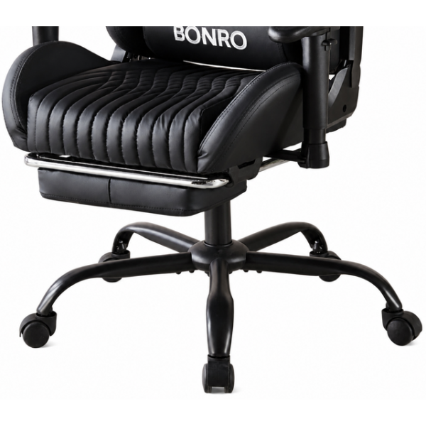 Геймерське крісло з підставкою для ніг Bonro 1002G-1 чорне - зображення 6