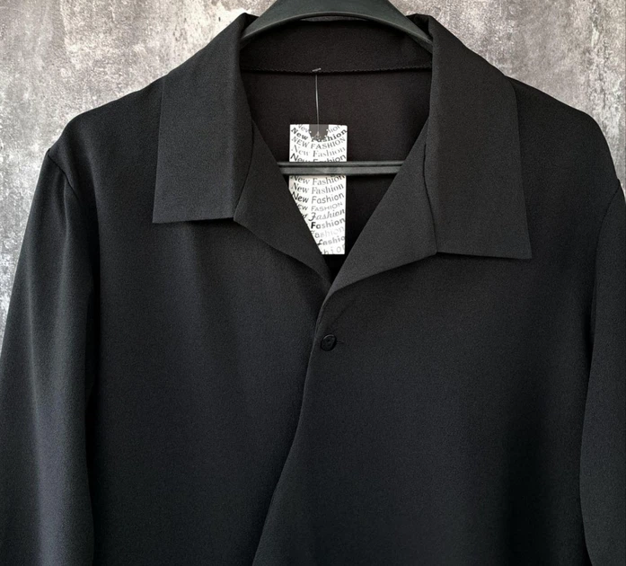 Блуза рубашка женская шифоновая с длинным рукавом 46/48 Черная - Фото 3 Блуза рубашка женская шифоновая с длинным рукавом 46/48 Черная - изображение 3