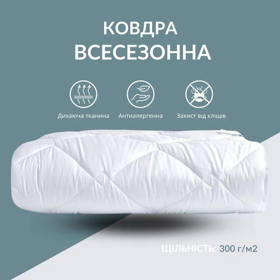 Ковдра ДобраНіч IDEIA 175х210 см зимова антиалергійна тепла щіл 300 г/м2 - Фото 2 Ковдра ДобраНіч IDEIA 175х210 см зимова антиалергійна тепла щіл 300 г/м2 - зображення 2