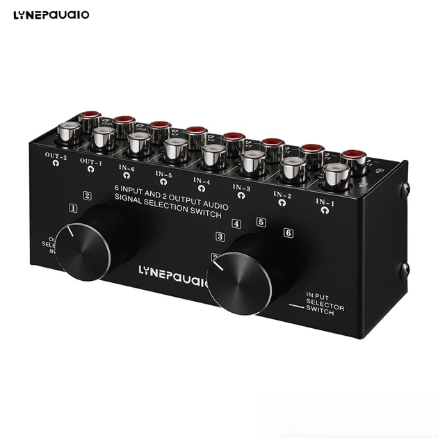 Аудіо свитч 6 входів 2 віходи Audio Switcher 6-In 2-Out 2-Way Selector Селекторний розгалужувач H5E2Box Splitter H5E2 - Фото 2 Аудіо свитч 6 входів 2 віходи Audio Switcher 6-In 2-Out 2-Way Selector Селекторний розгалужувач H5E2Box Splitter H5E2 - зображення 2