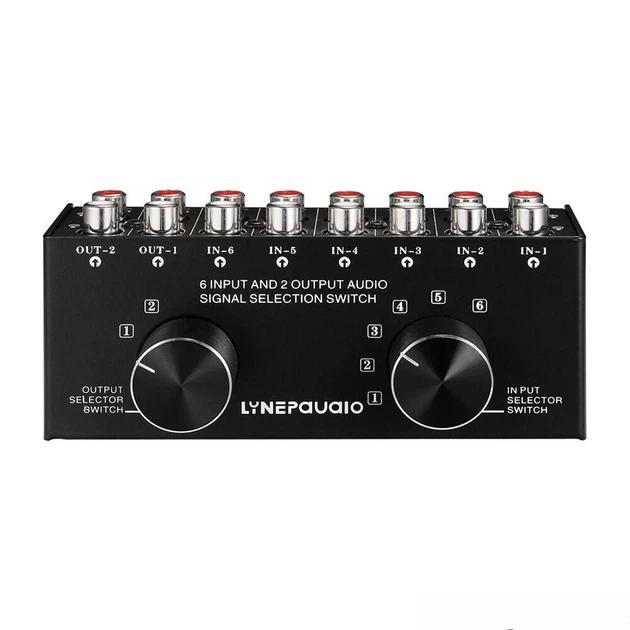 Аудіо свитч 6 входів 2 віходи Audio Switcher 6-In 2-Out 2-Way Selector Селекторний розгалужувач H5E2Box Splitter H5E2 - Фото 3 Аудіо свитч 6 входів 2 віходи Audio Switcher 6-In 2-Out 2-Way Selector Селекторний розгалужувач H5E2Box Splitter H5E2 - зображення 3