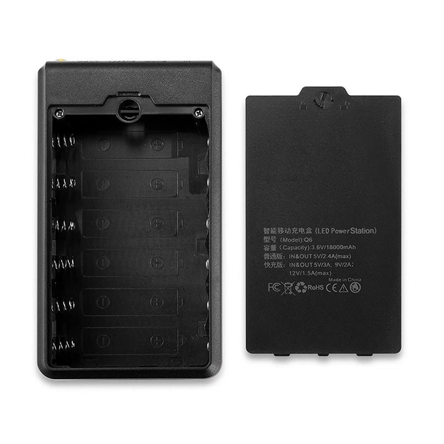 Корпус Power Bank Q6 6*18650/2USB/Type-C/microUSB/2А для изготовления повербанка с фонариком - Фото 2 Корпус Power Bank Q6 6*18650/2USB/Type-C/microUSB/2А для изготовления повербанка с фонариком - изображение 2