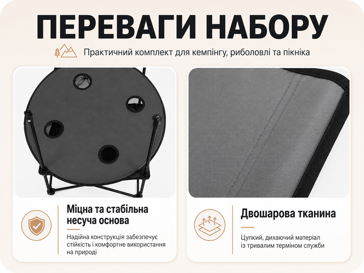 Меблі для пікніка на природі з легкою вагою в чохлі з 4 стільцями - зображення 5