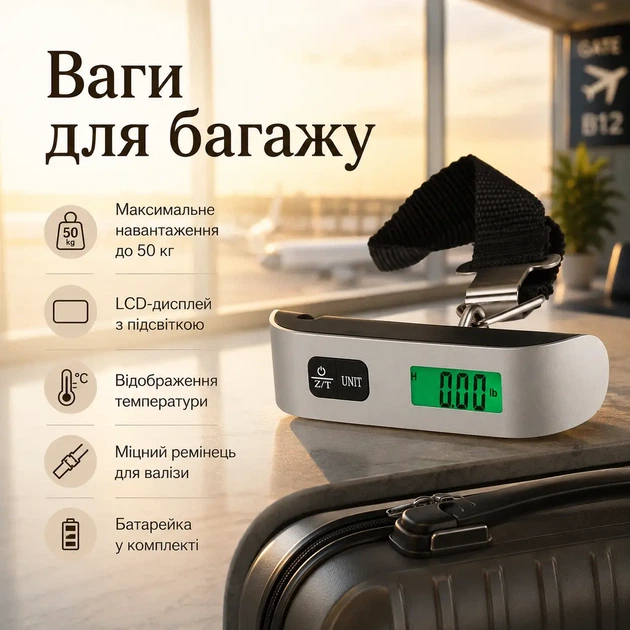 Весы для багажа до 50 кг (Black) - Фото 1 Весы для багажа до 50 кг (Black) - изображение 1