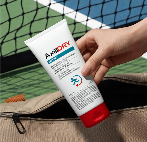 Охлаждающий гель для душа с дезодорирующим действием AxillDRY Sport с цинком, ментолом и зеленым чаем, 200 мл - изображение 3