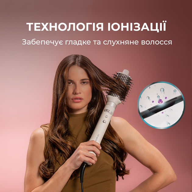 Стайлер-фен щетка CECOTEC CeramicCare 8in1 AirGlam Gyro Champagne - изображение 5