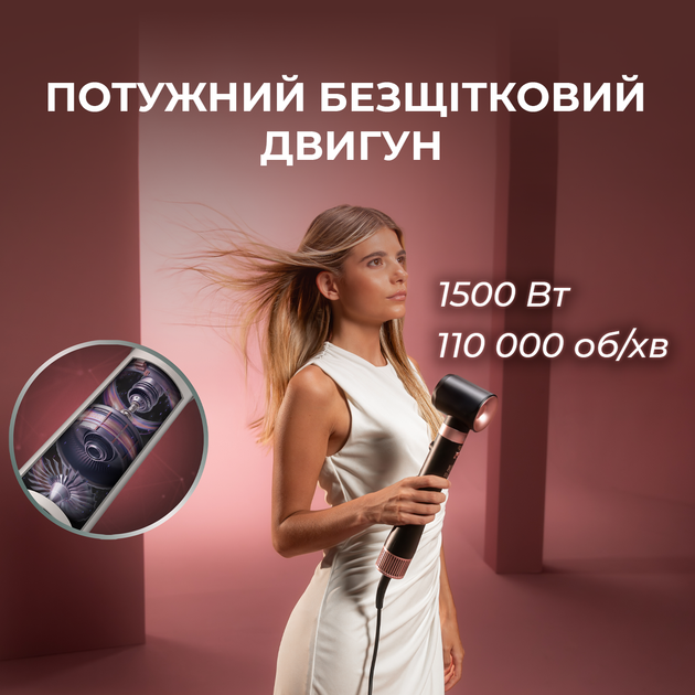 Стайлер-фен щетка CECOTEC CeramicCare 8in1 AirGlam Gyro Champagne - изображение 6