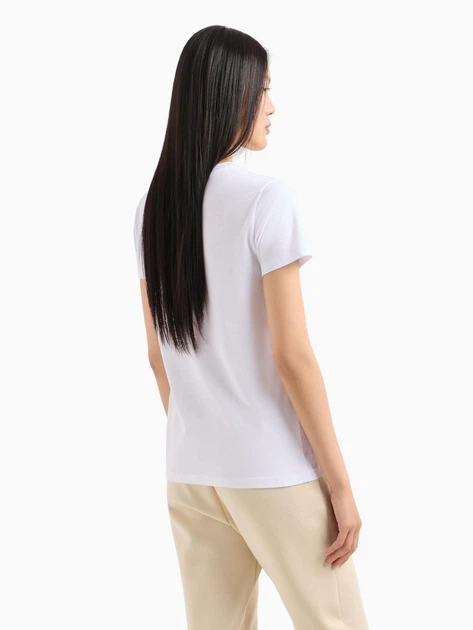 Футболка хлопковая длинная женская Armani Exchange 917216281 XS Белая (1159909134) - Фото 2 Футболка хлопковая длинная женская Armani Exchange 917216281 XS Белая (1159909134) - изображение 2
