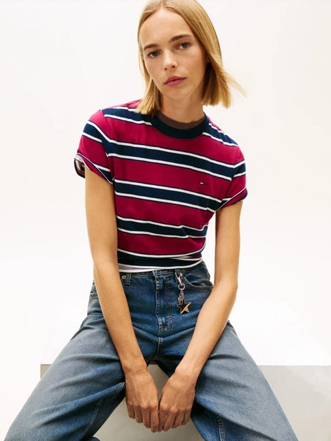 Футболка хлопковая женская Tommy Hilfiger 218563525 M Розовый/Синий (1159865586) - изображение 5
