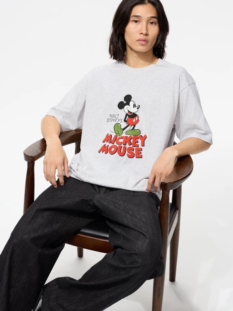 Футболка хлопковая оверсайз длинная женская Uniqlo 809878 L Серая (1159925540) - изображение 4