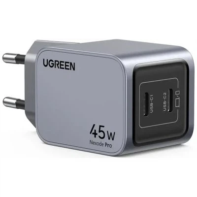 Зарядное устройство Ugreen 2xUSB-C PD45W GaN X707 gray (35008) - Фото 2 Зарядное устройство Ugreen 2xUSB-C PD45W GaN X707 gray (35008) - изображение 2