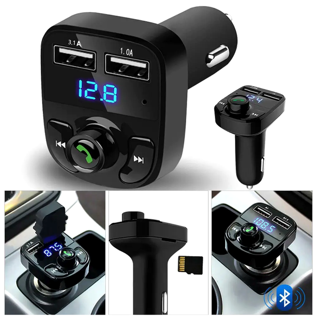 FM модулятор Bluetooth с микрофоном и USB для автомобиля 12-24V CAR X8 BT LS-146 - изображение 6