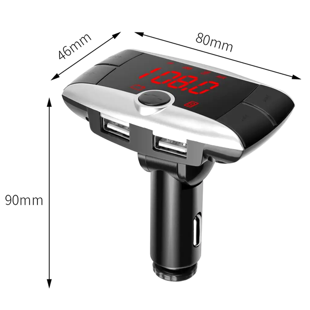 FM модулятор Bluetooth с двумя USB и AUX для автомобиля компактный LS-625 - изображение 9