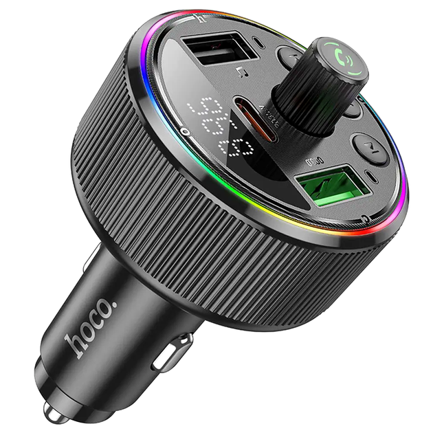 FM трансмиттер Bluetooth 30Вт быстрая зарядка для автомобиля черный Hoco LS-2035 - изображение 3