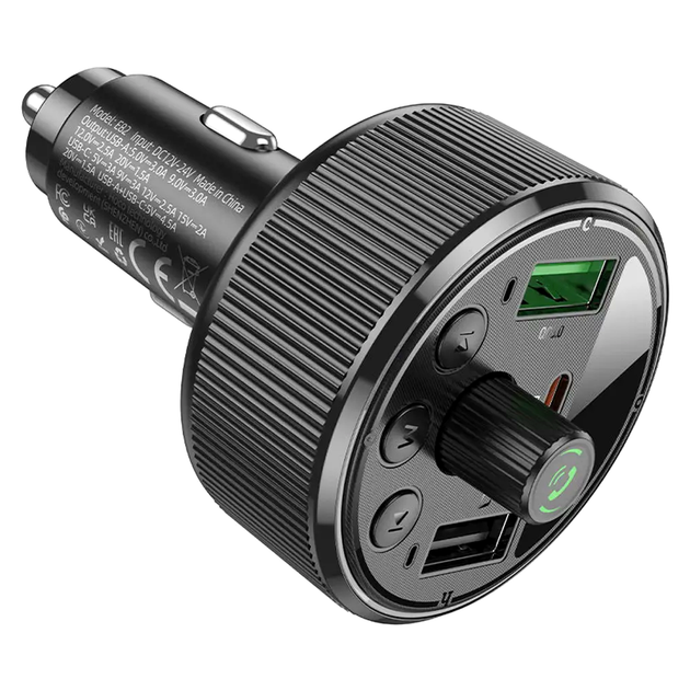 FM трансмиттер Bluetooth 30Вт быстрая зарядка для автомобиля черный Hoco LS-2035 - изображение 4