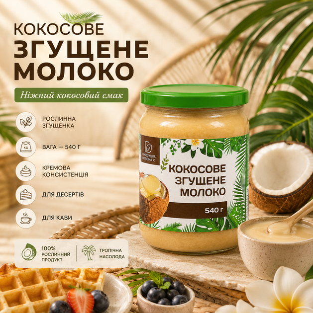 Кокосовая сгущенка 540 г сгущенка кокосовое молоко натуральный растительный продукт - Фото 1 Кокосовая сгущенка 540 г сгущенка кокосовое молоко натуральный растительный продукт - изображение 1