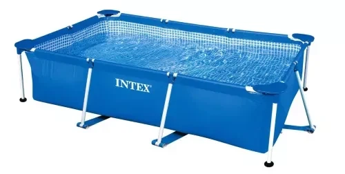 Каркасный бассейн Intex Small Frame 260×160×65 см прямоугольный сине-серый на 2282 л, сборный садовый бассейн с трехслойной чашей - Фото 6 Каркасный бассейн Intex Small Frame 260×160×65 см прямоугольный сине-серый на 2282 л, сборный садовый бассейн с трехслойной чашей - изображение 6