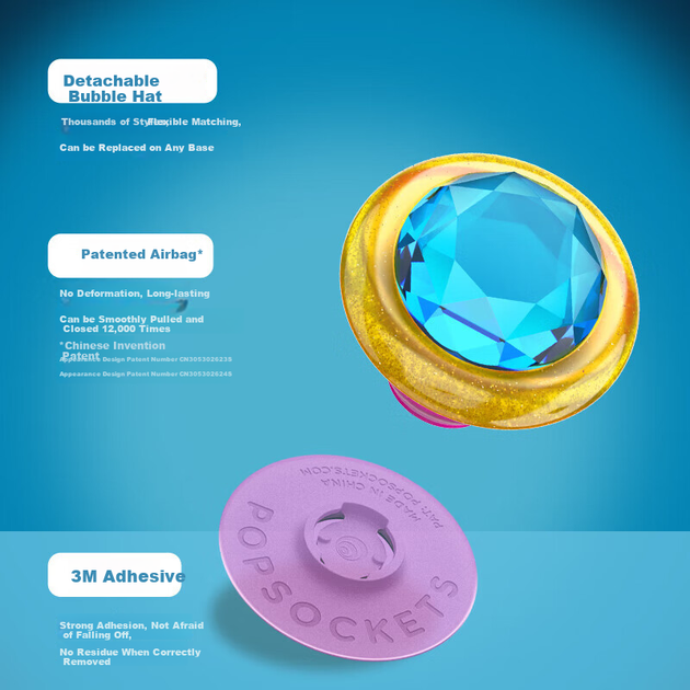 PopSockets [Finger Treasure] Подставка для телефона PopSockets Bubble, выдвижная подставка с защитой от падения и клейким кольцом-зажимом, Golden Time - изображение 6