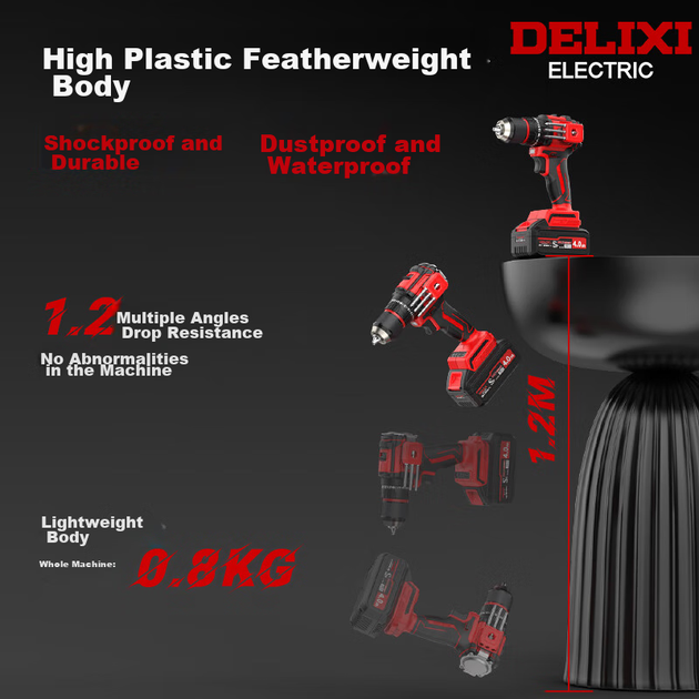 DELIXI ELECTRIC Електричний дриль, дриль з літієвим акумулятором, електрична викрутка, побутовий акумуляторний ручний дриль, електрична викрутка, ударний дриль, 4.0 з двома швидкостями - Фото 12 DELIXI ELECTRIC Електричний дриль, дриль з літієвим акумулятором, електрична викрутка, побутовий акумуляторний ручний дриль, електрична викрутка, ударний дриль, 4.0 з двома швидкостями - изображение 12