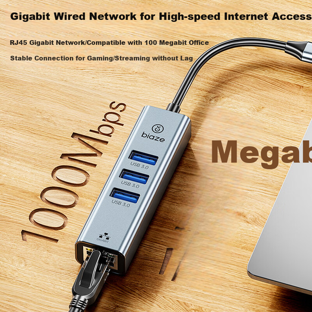 Сетевой адаптер Biaze ZH295 USB Type-C / Gigabit Ethernet / Grey - изображение 2