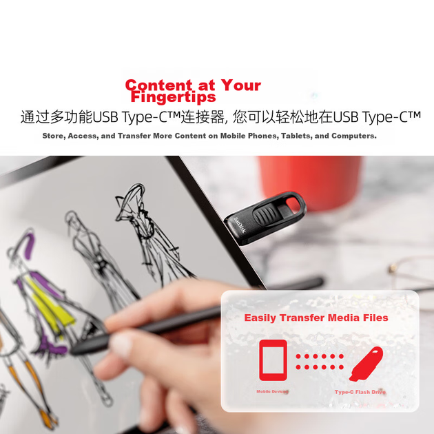 Флеш пам'ять USB SANDISK CZ480 64GB USB Type-C - Фото 6 Флеш пам'ять USB SANDISK CZ480 64GB USB Type-C - зображення 6