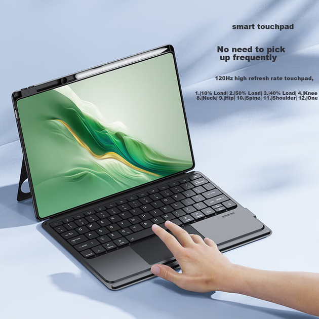 Чохол-клавіатура Zhisihui Bluetooth для Honor Magic Pad 2, 12,3 дюйма, вбудований магнітний знімний корпус-підтримка, ультратонка клавіатура Smart Touch з підсвічуванням, чорний - зображення 5