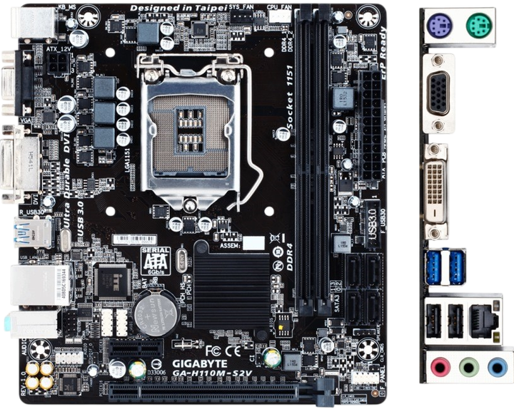 Материнська плата Gigabyte GA-H110M-S2V LGA 1151v1 (GA-H110M-S2V) Б/В - зображення 2