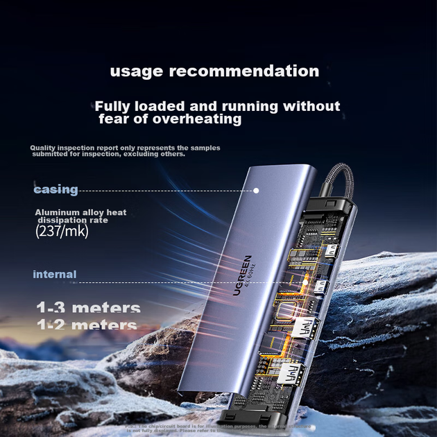 Розширювальна док-станція UGREEN Type-C, адаптер HDMI, розширювальна док-станція 4K 60Hz, дублювання екрана, порт Gigabit Ethernet, зчитувач карт пам'яті, USB 3.0, сумісний з Macbook Air 2025, Huawei, Lenovo, Apple - изображение 11