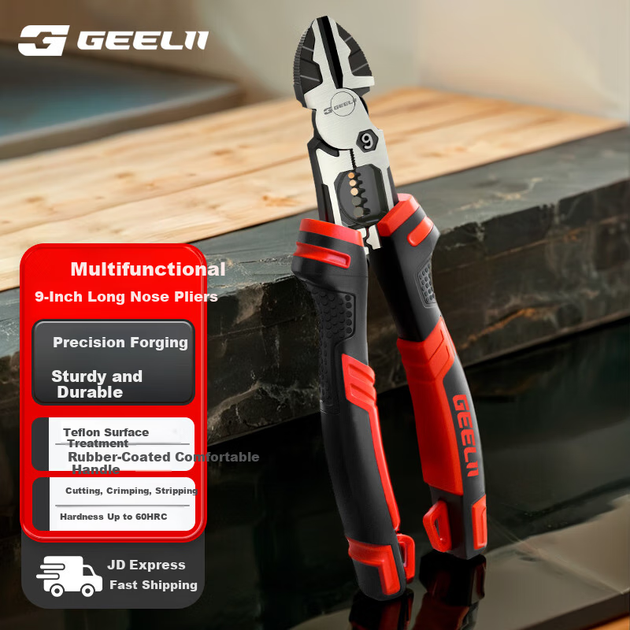 Плоскогубцы GeeLii 9" диагональные, для зачистки проводов, электрика - изображение 4