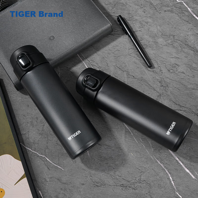 Термокружка TIGER, легкая, из нержавеющей стали, с вакуумной крышкой, открывающейся одним нажатием, MOY-A48C, графитово-черная, 480 мл. - изображение 6