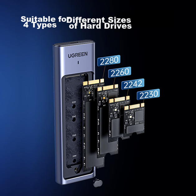Зовнішній корпус для SSD-накопичувача UGREEN M.2, подвійний протокол NVMe/SATA, сумісний з Type-C 3.2, для ноутбуків та 17-дюймових зовнішніх корпусів для SSD-накопичувачів Apple - изображение 9
